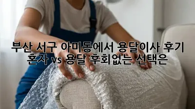 부산 서구 아미동에서 용달이사 후기: 혼자 vs 용달, 후회없는 선택은?